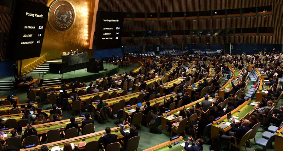জাতিসংঘ সাধারণ পরিষদে গাজায় যুদ্ধবিরতির প্রস্তাব গৃহীত