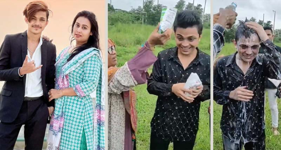 জামিনে বেরিয়ে দুধ দিয়ে গোসল করলেন টিকটকার মামুন